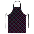 Black Pink And Blue Tartan Pattern Print Bib Apron With Pocket