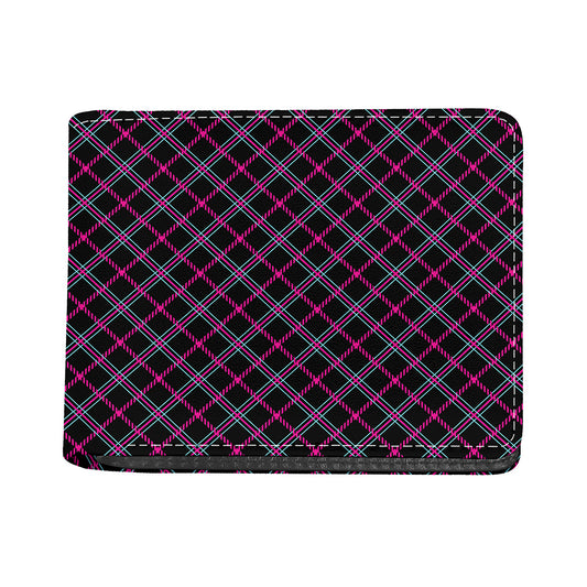 Black Pink And Blue Tartan Pattern Print Bifold Wallet