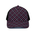 Black Pink And Blue Tartan Pattern Print Black Mesh Trucker Hat