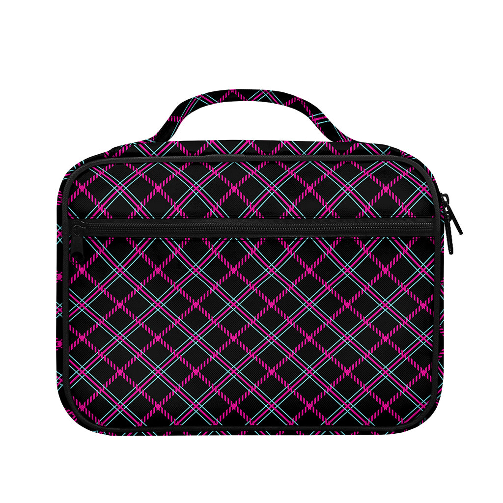 Black Pink And Blue Tartan Pattern Print Briefcase Bible Bag