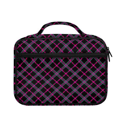 Black Pink And Blue Tartan Pattern Print Briefcase Bible Bag
