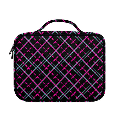 Black Pink And Blue Tartan Pattern Print Briefcase Bible Bag