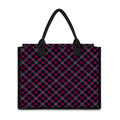 Black Pink And Blue Tartan Pattern Print Canvas Tote Bag