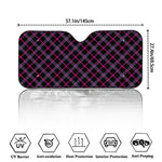 Black Pink And Blue Tartan Pattern Print Car Windshield Sun Shade