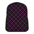 Black Pink And Blue Tartan Pattern Print Casual Backpack
