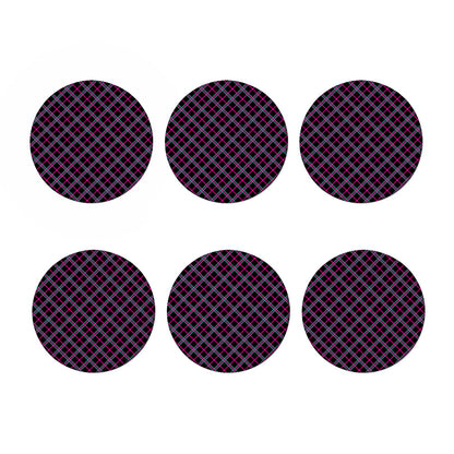 Black Pink And Blue Tartan Pattern Print Coaster Set