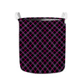 Black Pink And Blue Tartan Pattern Print Collapsible Laundry Basket