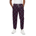 Black Pink And Blue Tartan Pattern Print Cotton Sweatpants