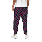 Black Pink And Blue Tartan Pattern Print Cotton Pants