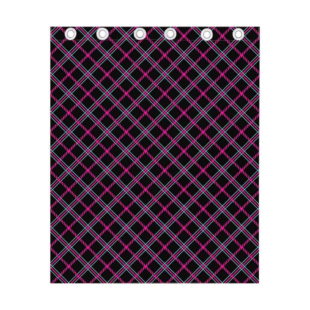 Black Pink And Blue Tartan Pattern Print Curtain