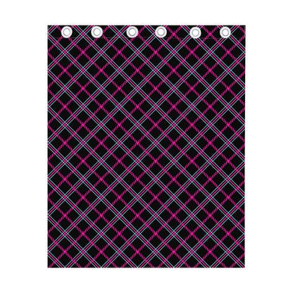 Black Pink And Blue Tartan Pattern Print Curtain