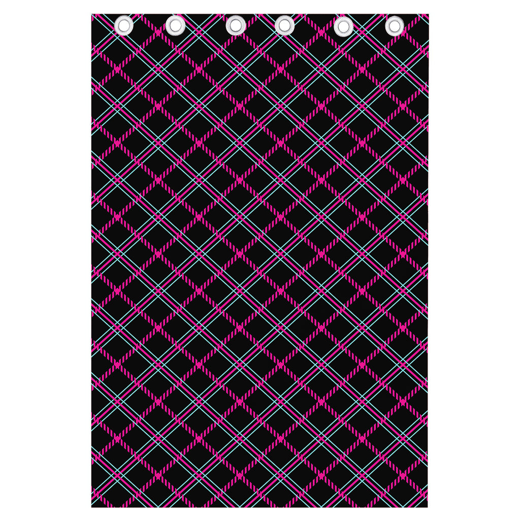 Black Pink And Blue Tartan Pattern Print Curtain
