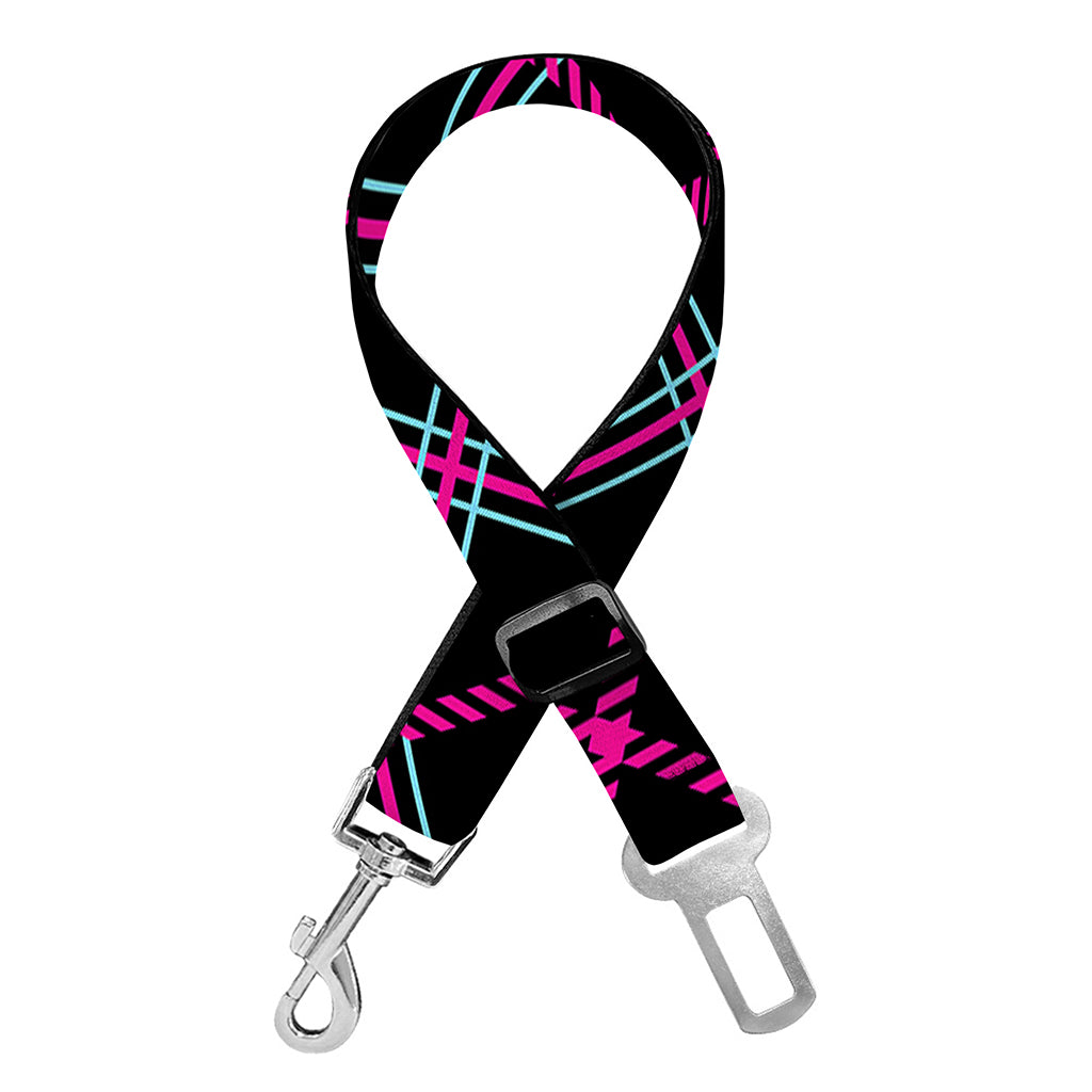 Black Pink And Blue Tartan Pattern Print Dog Seat Belt