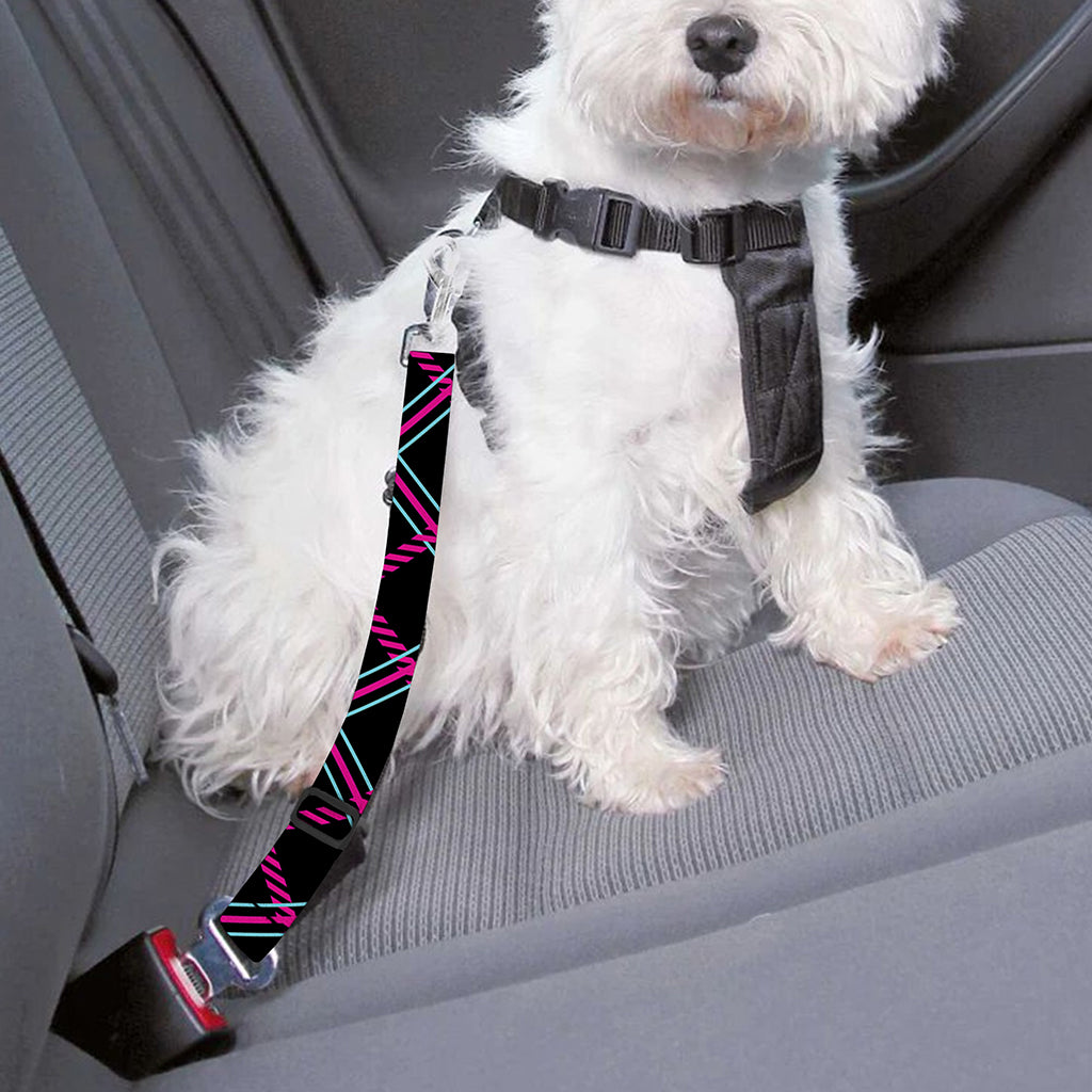 Black Pink And Blue Tartan Pattern Print Dog Seat Belt