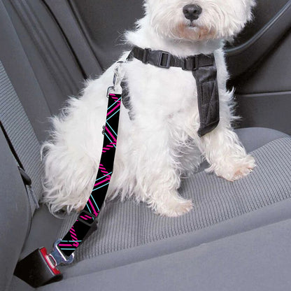 Black Pink And Blue Tartan Pattern Print Dog Seat Belt