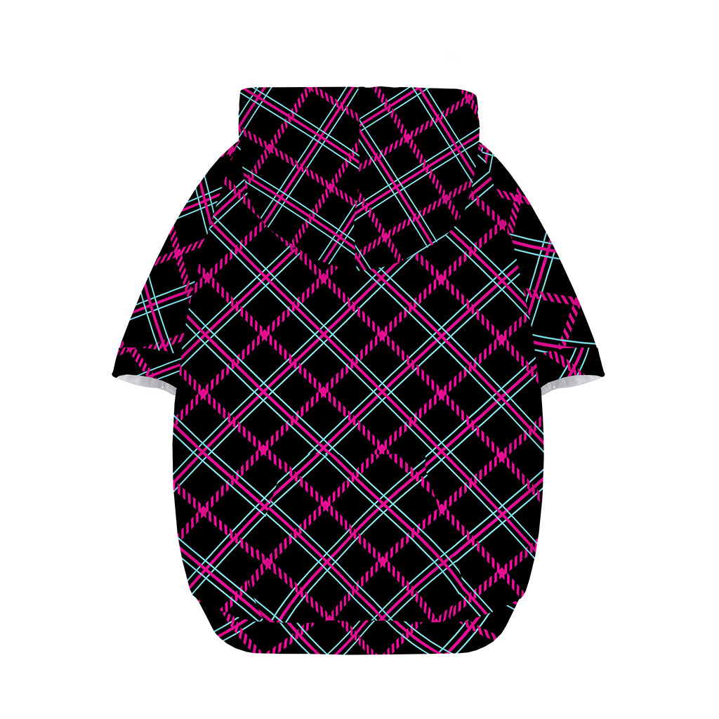 Black Pink And Blue Tartan Pattern Print Dog Zip Up Hoodie