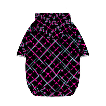 Black Pink And Blue Tartan Pattern Print Dog Zip Up Hoodie