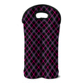 Black Pink And Blue Tartan Pattern Print Double Neoprene Wine Tote
