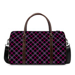 Black Pink And Blue Tartan Pattern Print Duffle Bag
