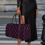 Black Pink And Blue Tartan Pattern Print Duffle Bag