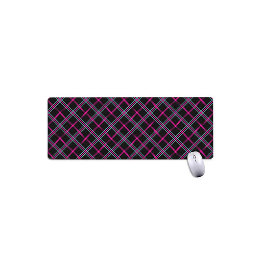 Black Pink And Blue Tartan Pattern Print Extended Mouse Pad