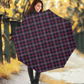 Black Pink And Blue Tartan Pattern Print Foldable Umbrella