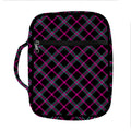 Black Pink And Blue Tartan Pattern Print Front Pocket Bible Bag