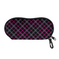 Black Pink And Blue Tartan Pattern Print Glasses Case