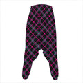 Black Pink And Blue Tartan Pattern Print Hammer Pants