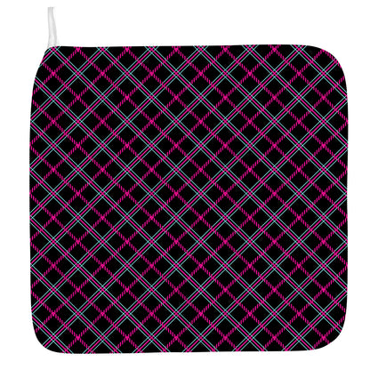Black Pink And Blue Tartan Pattern Print Hand Towel