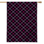 Black Pink And Blue Tartan Pattern Print House Flag