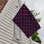Black Pink And Blue Tartan Pattern Print House Flag