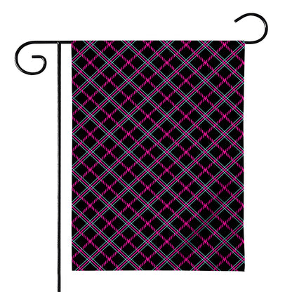 Black Pink And Blue Tartan Pattern Print House Flag