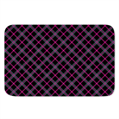 Black Pink And Blue Tartan Pattern Print Indoor Door Mat