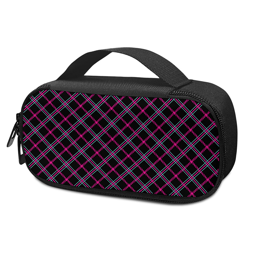 Black Pink And Blue Tartan Pattern Print Insulin Cooler Travel Case