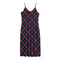 Black Pink And Blue Tartan Pattern Print Jersey Midi Cami Dress