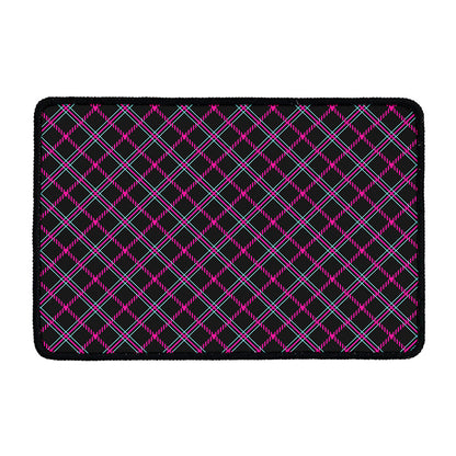 Black Pink And Blue Tartan Pattern Print Kitchen Mat