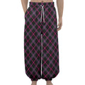 Black Pink And Blue Tartan Pattern Print Lantern Pants