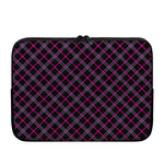 Black Pink And Blue Tartan Pattern Print Laptop Sleeve