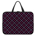 Black Pink And Blue Tartan Pattern Print Laptop Sleeve With Handle