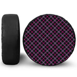 Black Pink And Blue Tartan Pattern Print Leather Spare Tire Cover