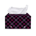 Black Pink And Blue Tartan Pattern Print Leather Tissue Box Cover
