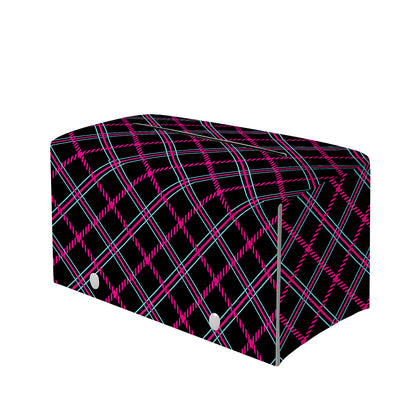 Black Pink And Blue Tartan Pattern Print Leather Tissue Box Cover