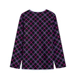 Black Pink And Blue Tartan Pattern Print Long Sleeve Short Coat
