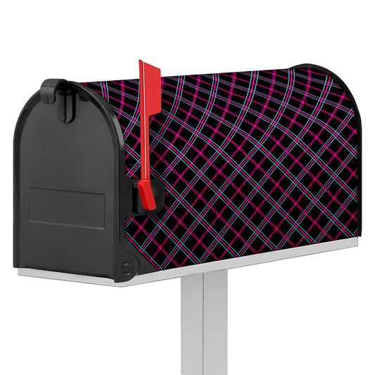 Black Pink And Blue Tartan Pattern Print Mailbox Cover