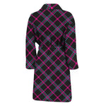 Black Pink And Blue Tartan Pattern Print Men's Bathrobe