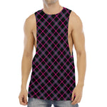Black Pink And Blue Tartan Pattern Print Men's Muscle Tank Top