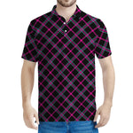 Black Pink And Blue Tartan Pattern Print Men's Polo Shirt