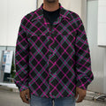 Black Pink And Blue Tartan Pattern Print Men's Shirt Jacket