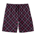 Black Pink And Blue Tartan Pattern Print Men's Swim Trunks